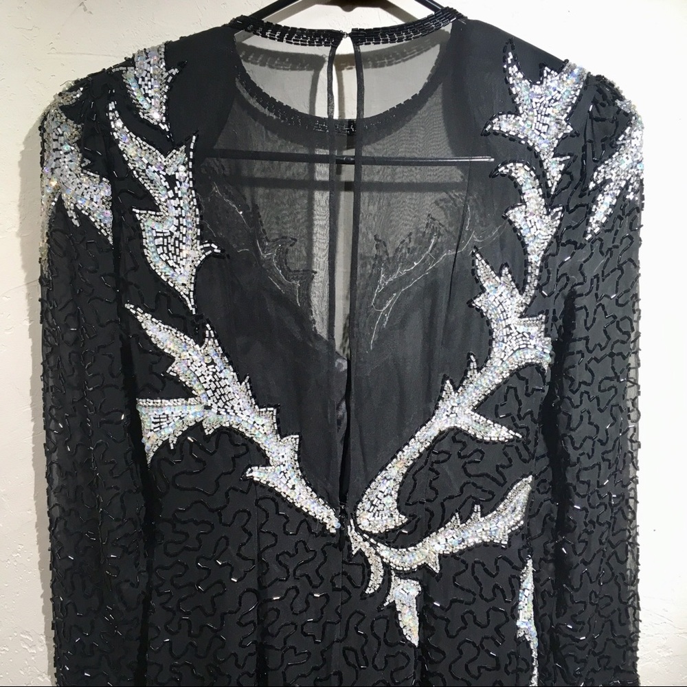 Vintage Hand Beaded Silk Dress - Picture 4 of 6